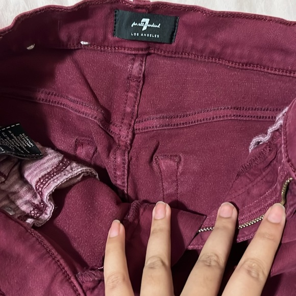 7 For All Mankind High Waist Ankle Red Skinny Jeans - Picture 2 of 11